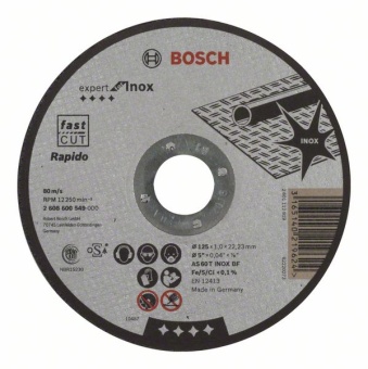 2608600549  , ,   /  Bosch () Expert for Inox - Rapido AS 60 T INOX BF, 125 mm, 22,23 mm, 1,0 mm 2.608.600.549