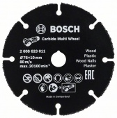 Отрезной диск по дереву для маленькой болгарки Carbide Multi Wheel, 76 мм артикул 2608623011 (2.608.623.011)